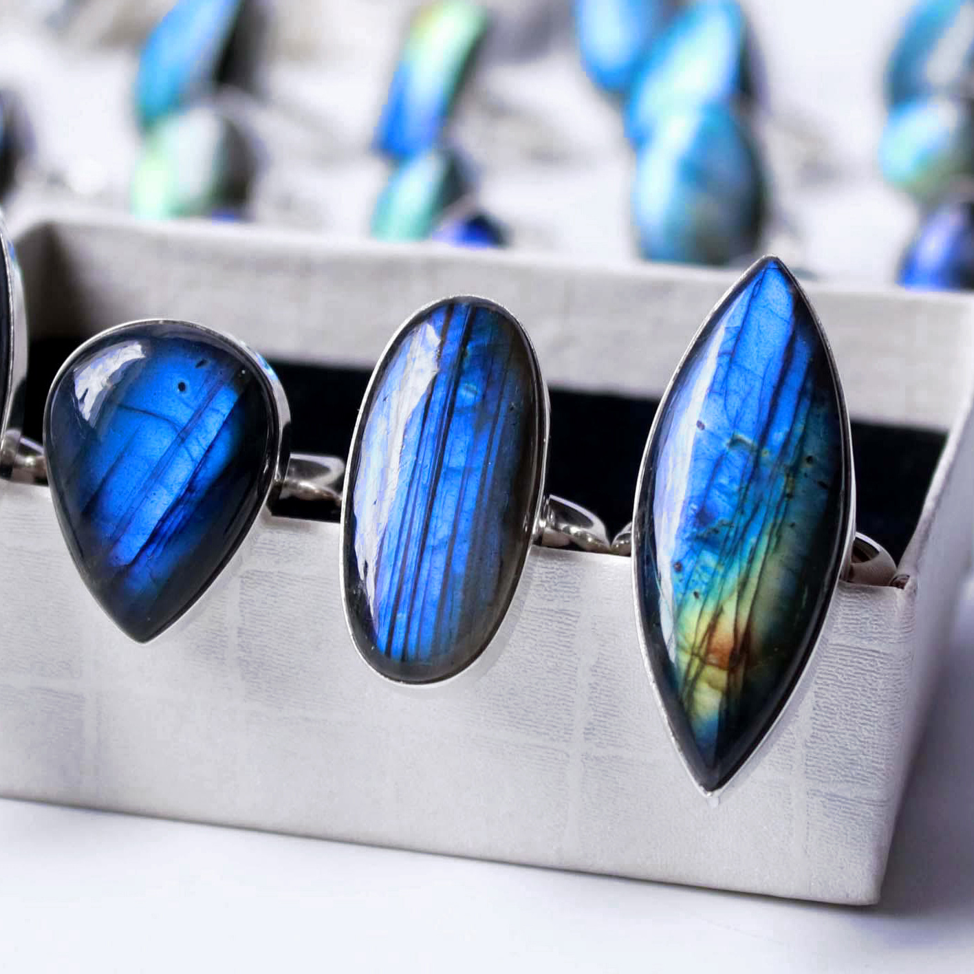 natural blue labradorite blue granite labradorite lotus glue rings wedding ring light led cabochon stamping ring key blanks