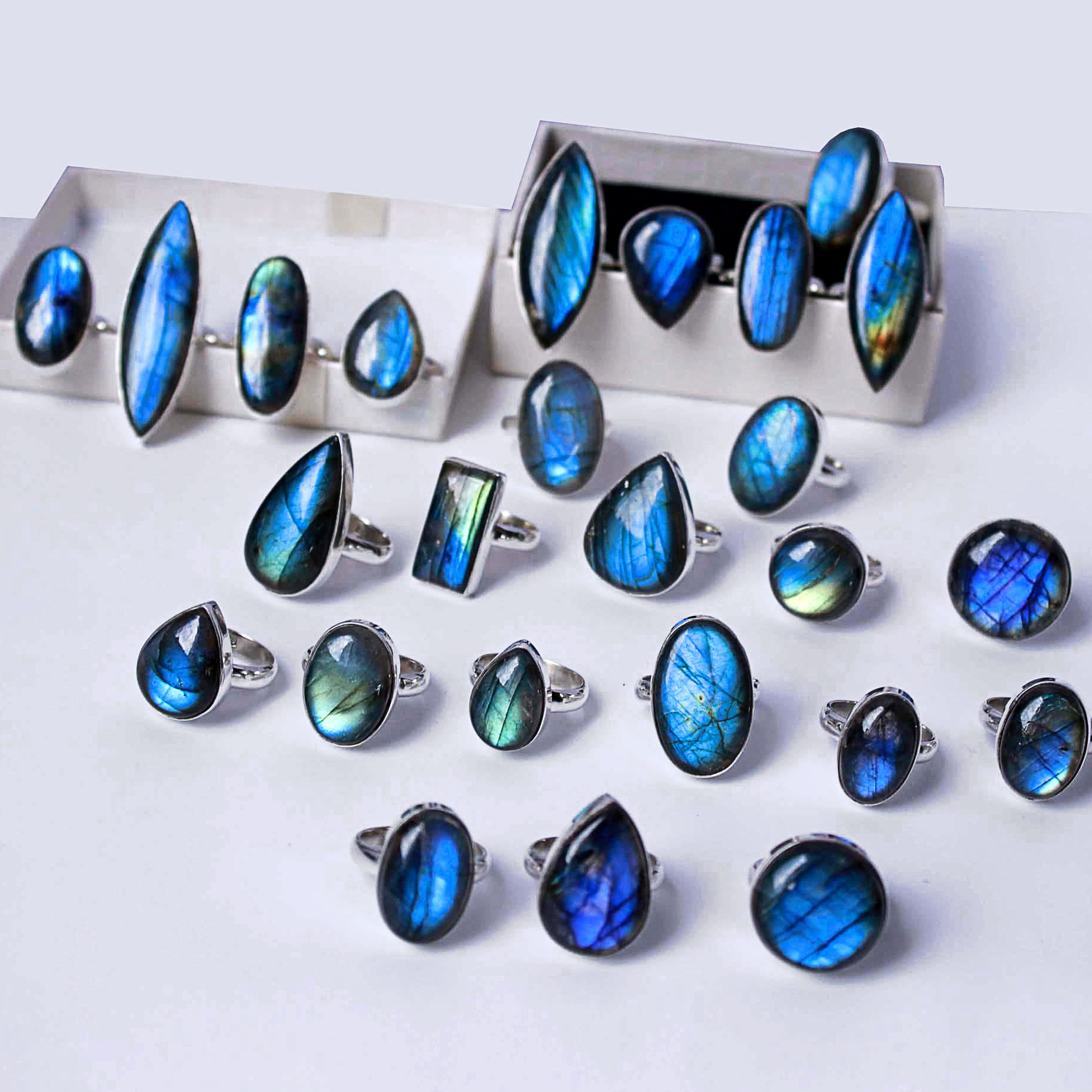 natural blue labradorite blue granite labradorite lotus glue rings wedding ring light led cabochon stamping ring key blanks