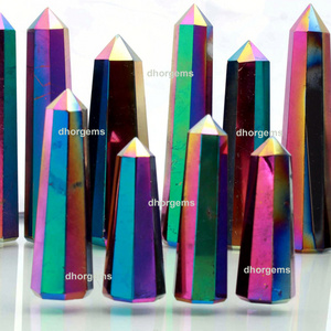 rainbow aura crystal chaton stone point quartz crystal tower angel quartz necklace wholesale aura crystal pipe wholesale point