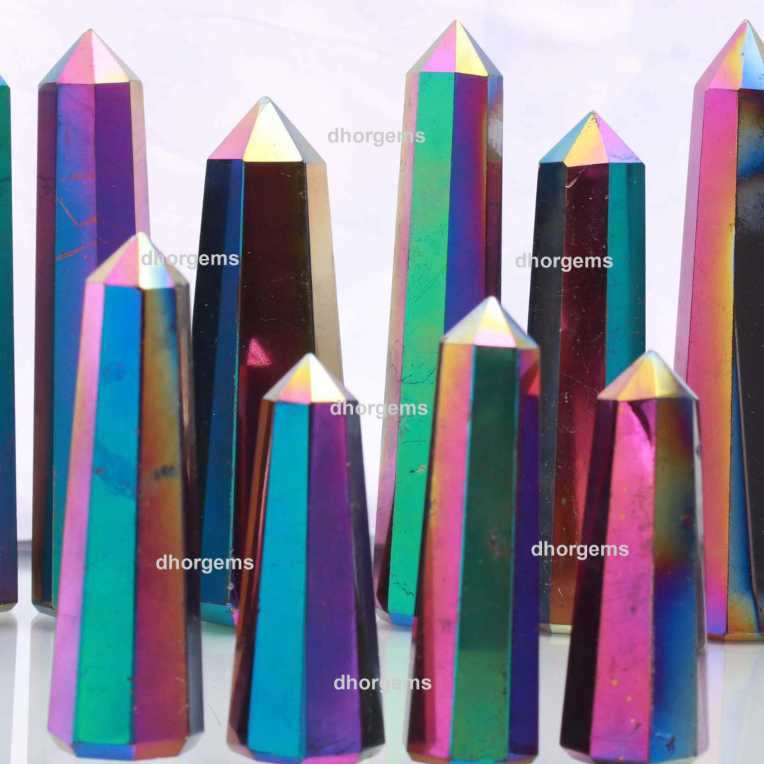 rainbow aura crystal chaton stone point quartz crystal tower angel quartz necklace wholesale aura crystal pipe wholesale point