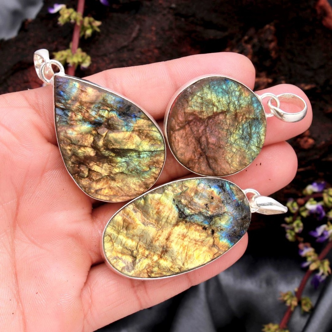 Rare Labradorite Druzy Agate Mary Pendant Druzy Handmade Cabochon Loose Gemstone Solid 925 Sterling Silver Jewelry Charm Pendant