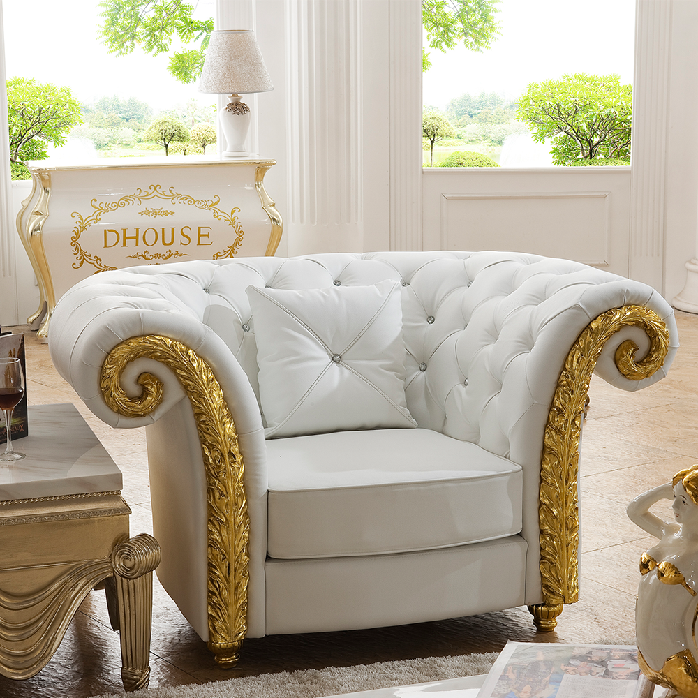 Italian hand carved luxury gold leaf sofa sets white genuine leather sectional sofa couches luxury sofa set furniture