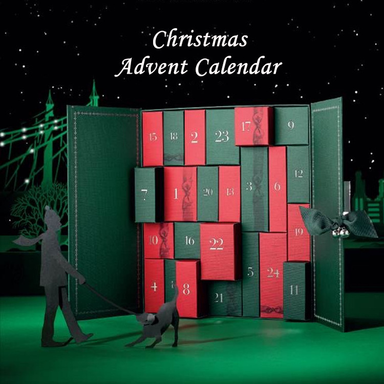 Custom Empty Christmas Advent Calendar Santa Eve Paper Cosmetic Kids Present Gift Boxes Packaging 12 Days Cardboard Advent Box