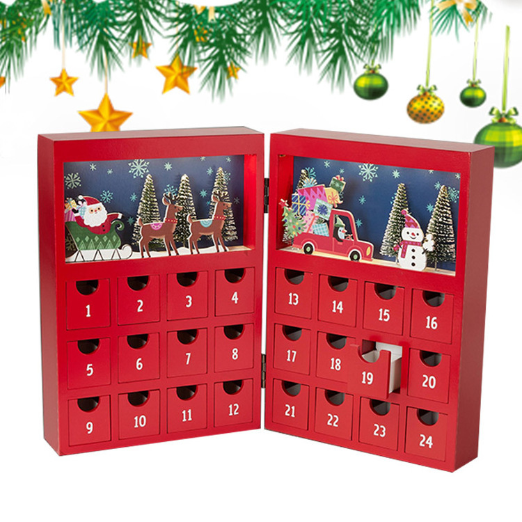 Custom Empty Christmas Advent Calendar Santa Eve Paper Cosmetic Kids Present Gift Boxes Packaging 12 Days Cardboard Advent Box