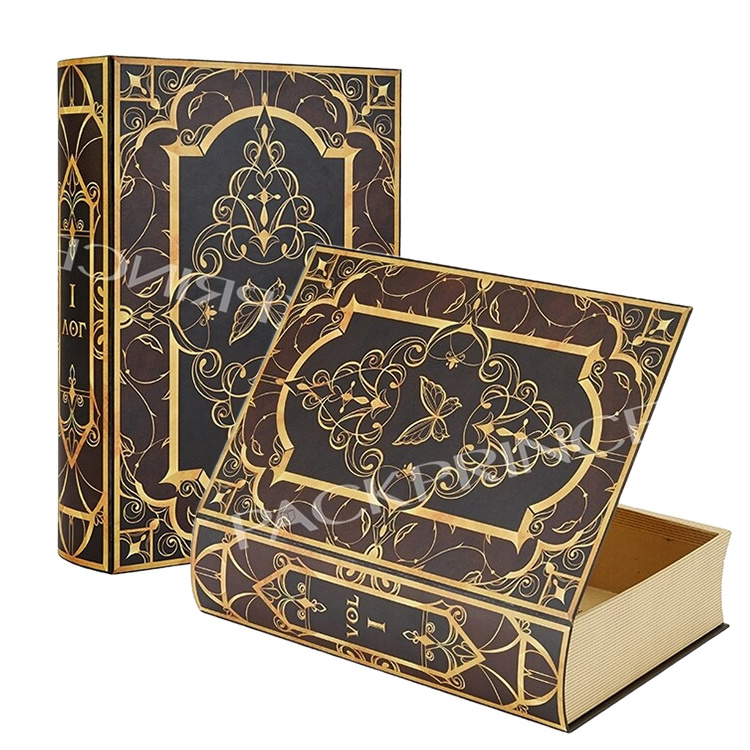 Luxury Eco Friendly Cardboard Pr Box Packaging Personalized Magnetic Closure Hollow Decorative Custom Fake Book Shaped Gift Box