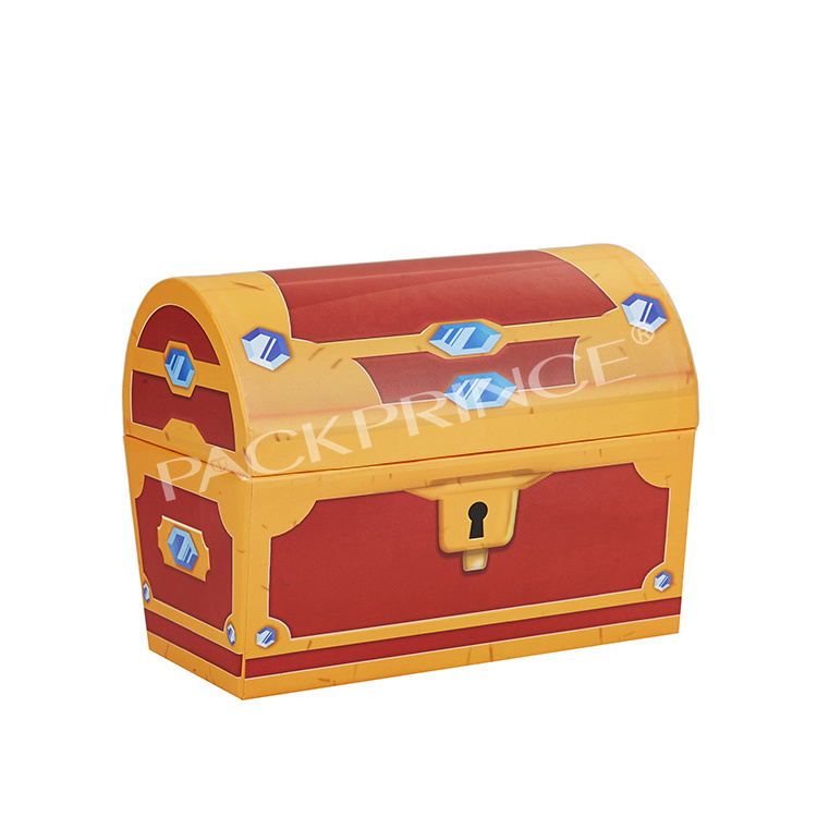 Custom Big Children Storage Surprise Toy Display Paper Cardboard Suitcase Packaging Treasure Chest Kids Gift Toy Box With Lock