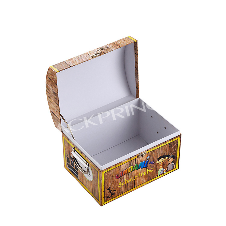 Custom Big Children Storage Surprise Toy Display Paper Cardboard Suitcase Packaging Treasure Chest Kids Gift Toy Box With Lock