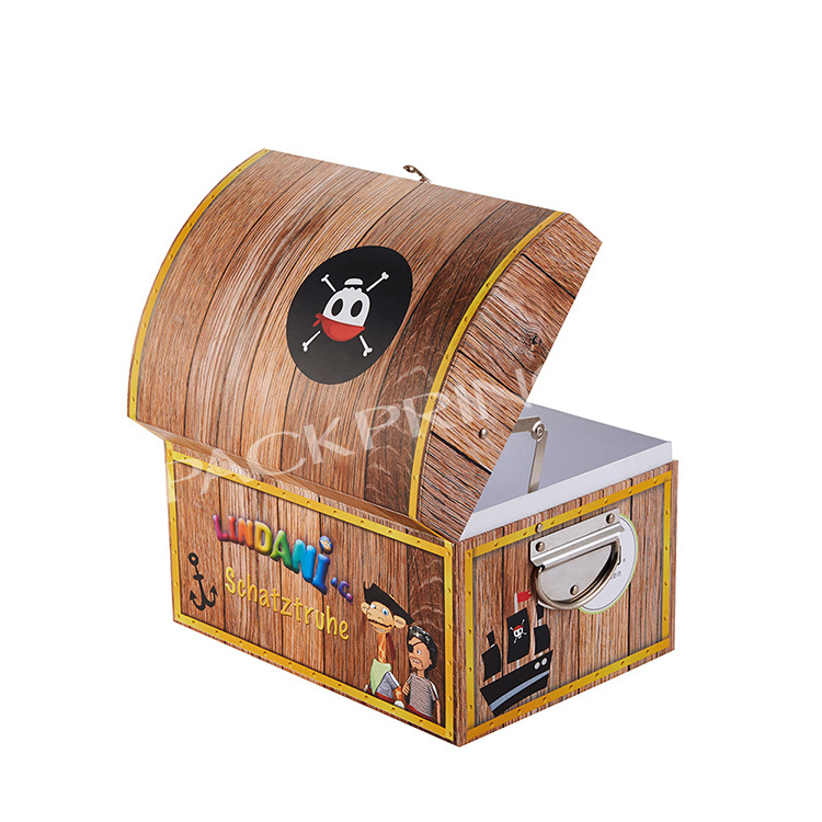 Custom Big Children Storage Surprise Toy Display Paper Cardboard Suitcase Packaging Treasure Chest Kids Gift Toy Box With Lock