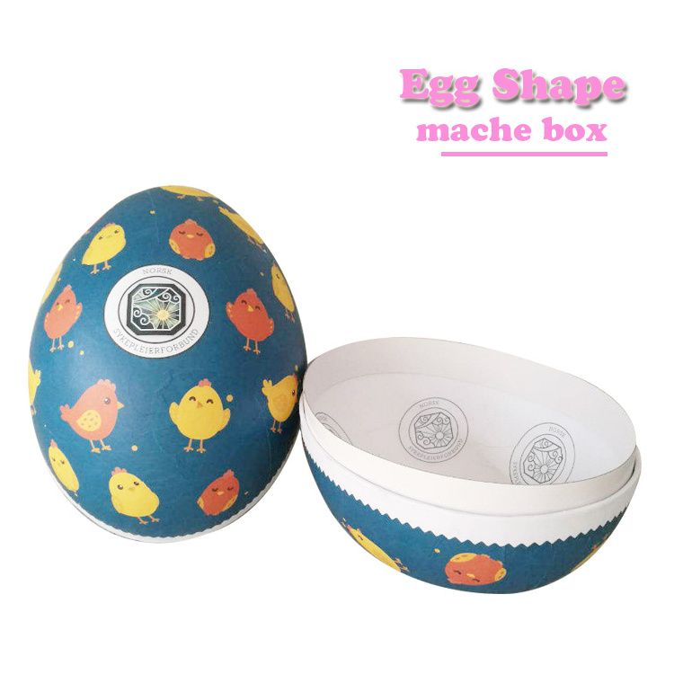 Hot selling Easter festival papier-mache polka dotted eggs paper mache storage suitcase boxes kids natural cardboard