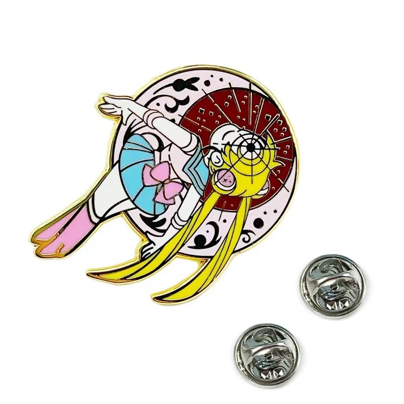 Changzhou Badge Manufacturer No Minimum Custom Soft Enamel Glitter Anime Cartoon Lapel Pins Metal 3D logo Hard Enamel Pin