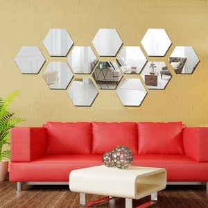 Customized Ps Mirror Sheet Designable Shape Acrylic Mirror Hexagon Mirror Sheet Wall Sticker For Home Decor