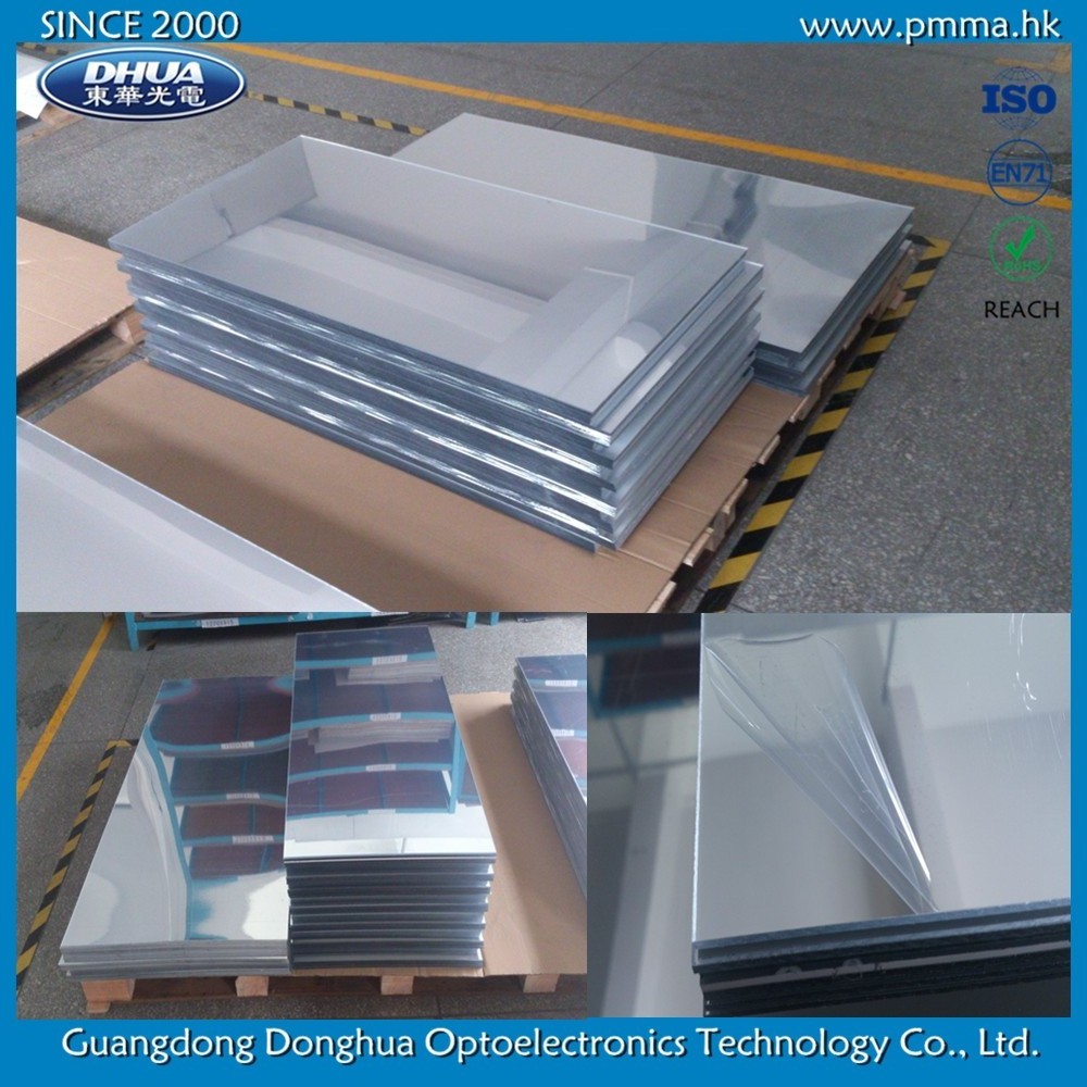 Unbreakable acrylic mirror sheet with tough protective back coating