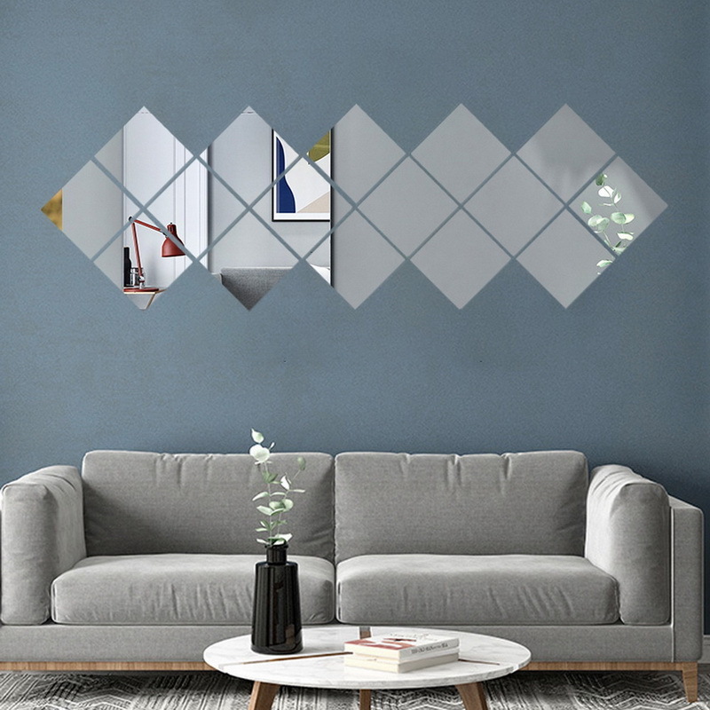 3D Square Shaped acrylic mirror wall stickers for Home decoration