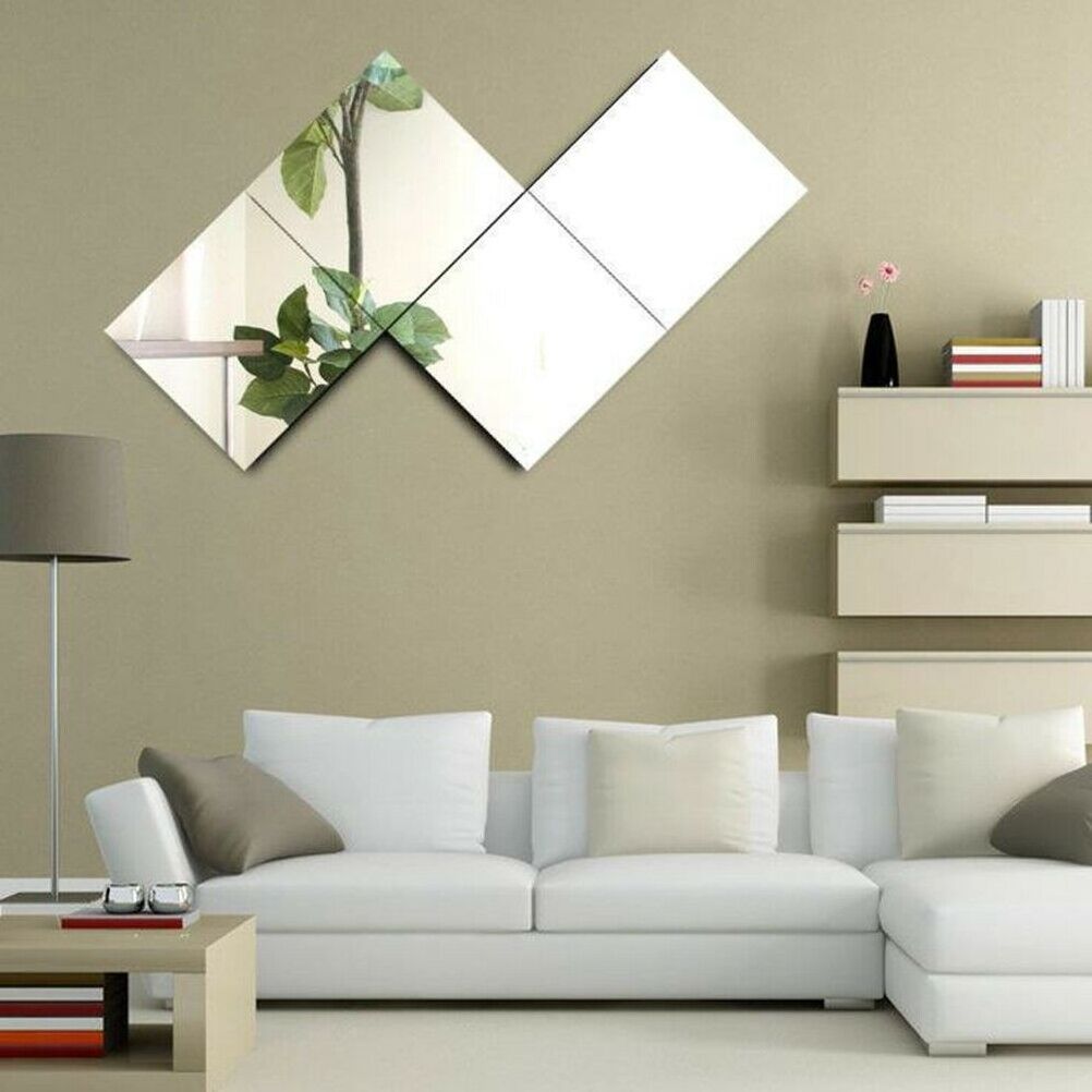 3D Square Shaped acrylic mirror wall stickers for Home decoration