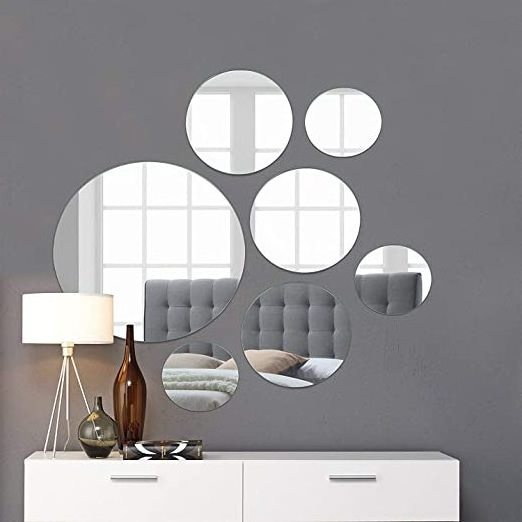 Modern round acrylic wall mirror home decor stickers self adhesive plastic mirror for decoration