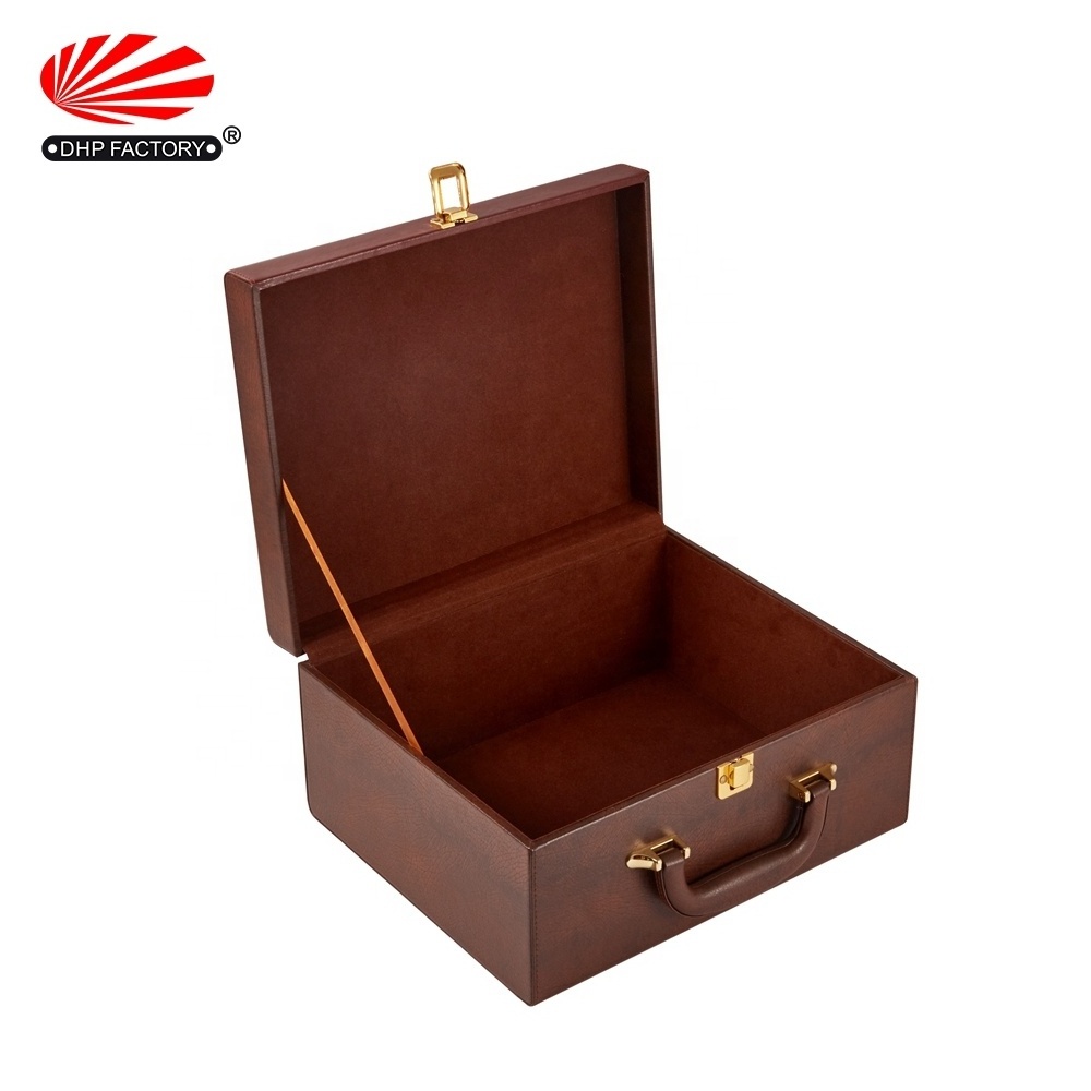 Custom Handle 2 Bottle Portable Luxury Leather Wine Box