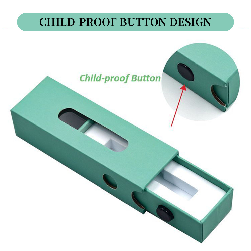 Custom Package Child Resistant Proof 0.5ml 1ml 8X5 Slide Childproof Safe Button Lock Drawer paper Box