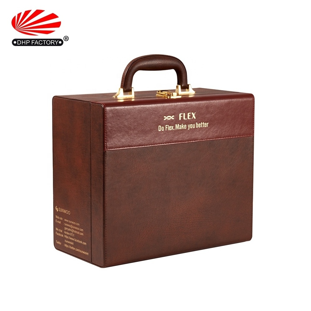 Custom Handle 2 Bottle Portable Luxury Leather Wine Box