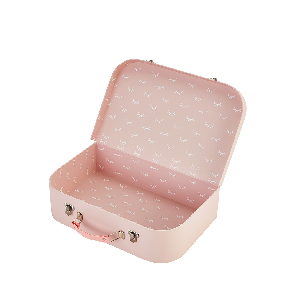 Design Luxury Custom Printing Handmade Paper Gift Box Packaging Rigid Cardboard Paper Suitcase Favor Box With Handle