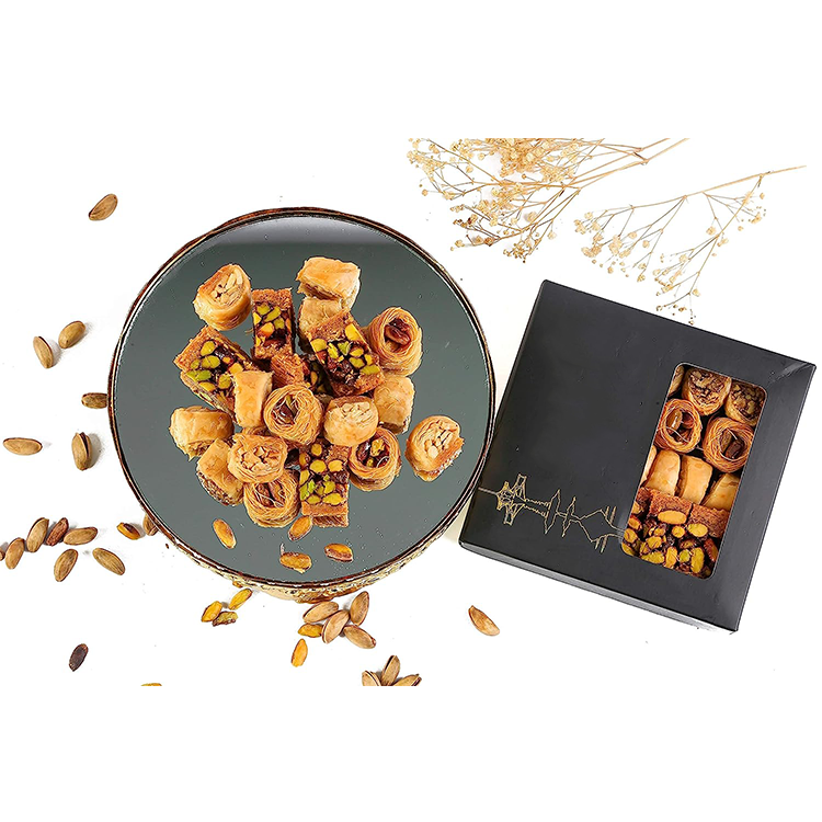 Custom Luxury Mooncake Baklava Dessert Boxes Door Gift Paper Packaging Pastry Box With Window