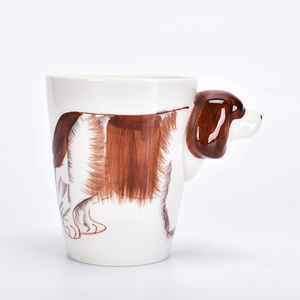 The price of animal dog shape 3D water cup can be customized in color and size ceramic mugs