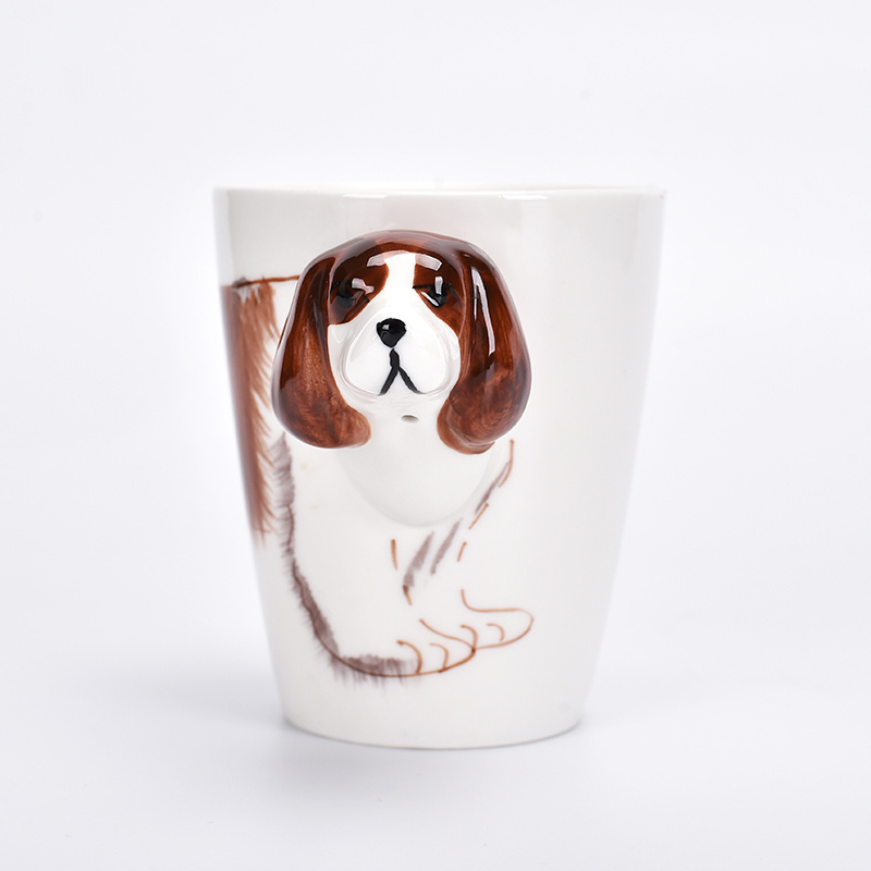 The price of animal dog shape 3D water cup can be customized in color and size ceramic mugs