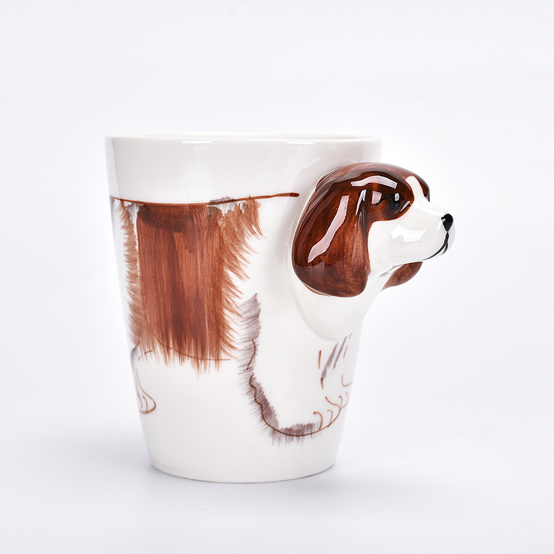 The price of animal dog shape 3D water cup can be customized in color and size ceramic mugs