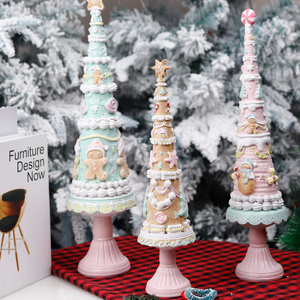 Redeco New Arrival Cute Resin Christmas Tree Ornaments Pink Resin Christmas Tree Decorations Christmas Crafts