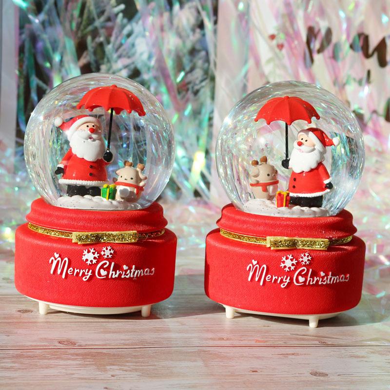 Redeco Santa Crystal Ball Christmas Snow Globe(red) Snow Globes for Kids Crystal Music Box Christmas New Year's Gift