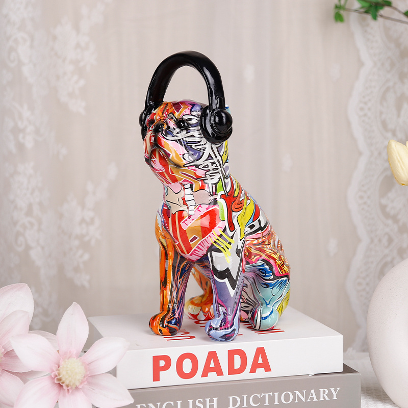 Redeco Hot Sale Creative Trendy Colorful Dog Ornaments Cute Resin French Bulldog Statue For Home Decoration