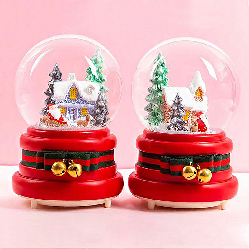 Redeco Santa Crystal Ball Christmas Snow Globe(red) Snow Globes for Kids Crystal Music Box Christmas New Year's Gift