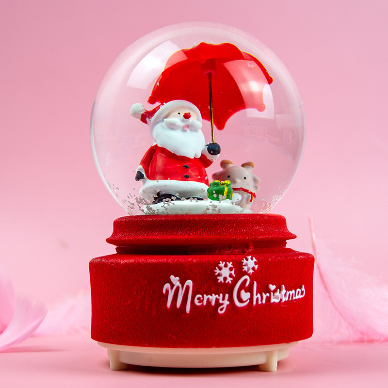 Redeco Santa Crystal Ball Christmas Snow Globe(red) Snow Globes for Kids Crystal Music Box Christmas New Year's Gift