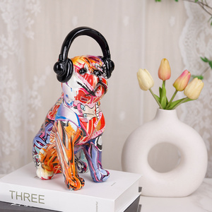 Redeco Hot Sale Creative Trendy Colorful Dog Ornaments Cute Resin French Bulldog Statue For Home Decoration