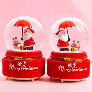 Redeco Santa Crystal Ball Christmas Snow Globe(red) Snow Globes for Kids Crystal Music Box Christmas New Year's Gift