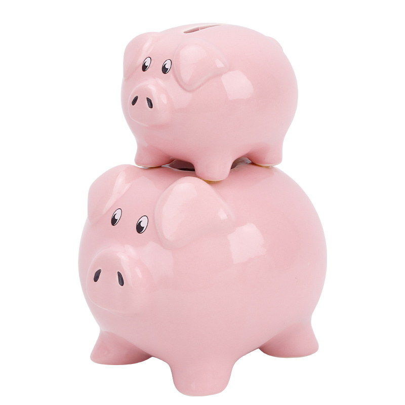 Redeco New Design Cute Piggy Bank Cartoon Pink Piggy Bank Ceramic Adult Piggy Bank For Gifts Home Decoration