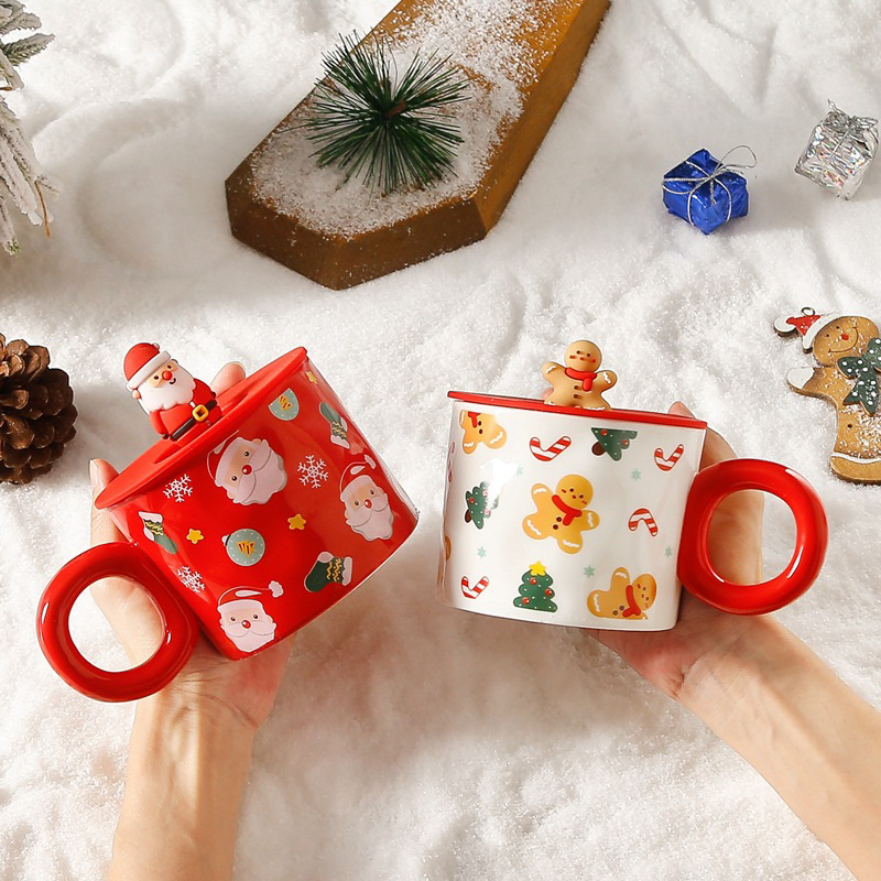 Redeco New Arrival Art Christmas Mugs Fashion Coffee Mug Ceramic Christmas Crafts For Gifts Home Decorations