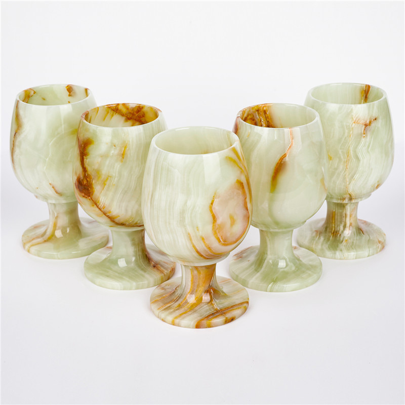 Natural Hand-carved Jade wine cup furnishing articles polished Afghan jade carving wine cup natural crystal craft for decoration