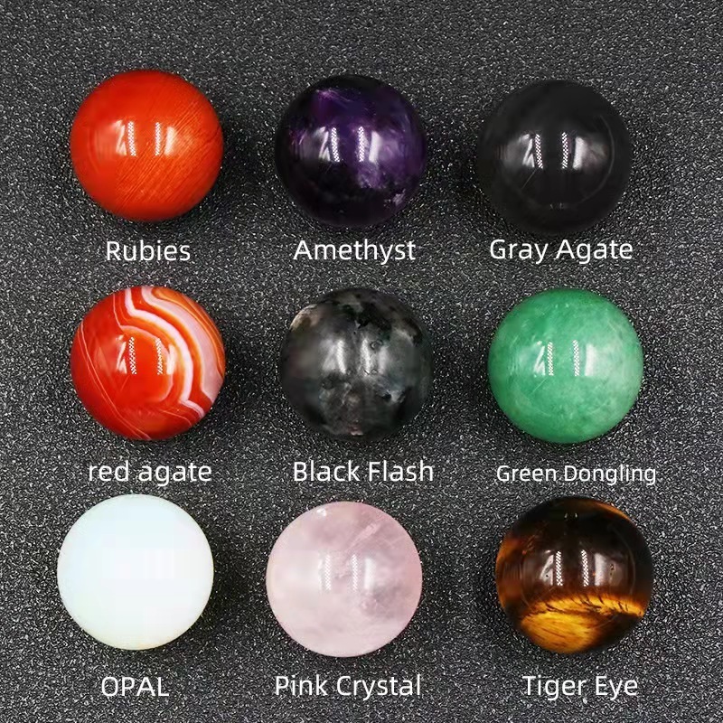 Wholesale Various 25mm Natural Gemstone Healing Stones Clear Rose Quartz Crystal Spheres For Decoration