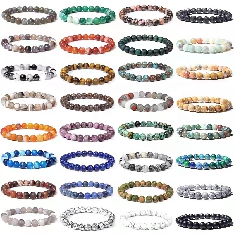 Hot Sell Bulk 8mm Various Crystal Healing Beads Stone Bracelets Rose Quartz Agate Bracelet