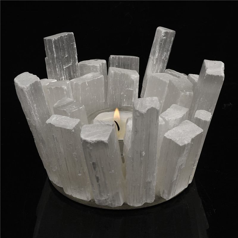 wholesale Natural selenite Home Living Room Craft Gift Crystal Candlestick Candle Holder