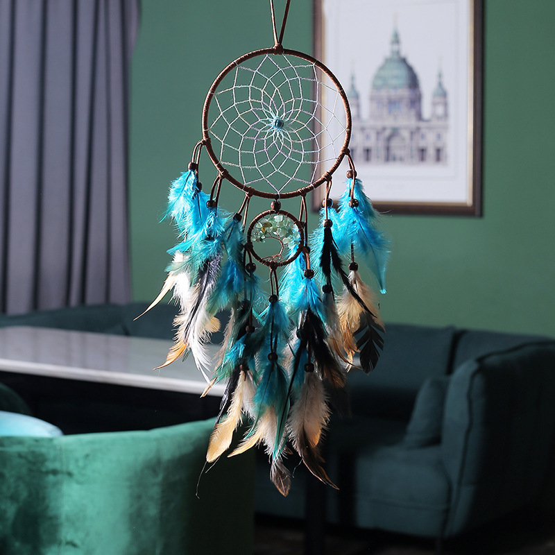 Wholesale Bedroom Wall Hanging Handmade Gemstone Tree of Life crystal Dreamcatcher Healing Decoration Gift