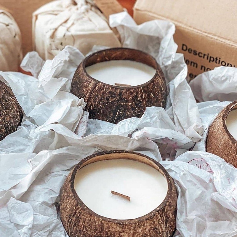 2022 WHOLESALE COCONUT CANDLE ECO FRIENDLY COCONUT SHELL BOWL HANDMADE  COCO CANDLE SCENTED FOR CHRISTMAS