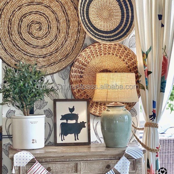 Best Price Seagrass Wall Hanging Decor Baskets Seagrass Woven Wall Plate From Vietnam Plate Round Bowl Woven For Decorative