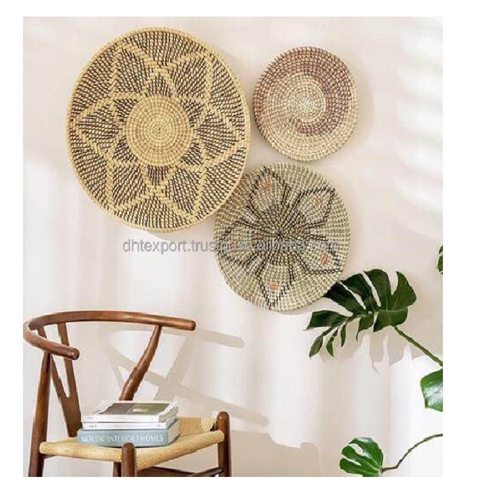 Best Price Seagrass Wall Hanging Decor Baskets Seagrass Woven Wall Plate From Vietnam Plate Round Bowl Woven For Decorative