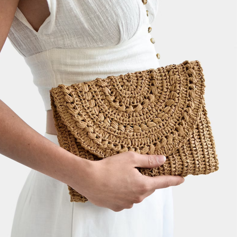 Vintage rectangular woven straw wallet / Summer beach bag / Straw purse  Wholesale DHT Handicraft Vietnam