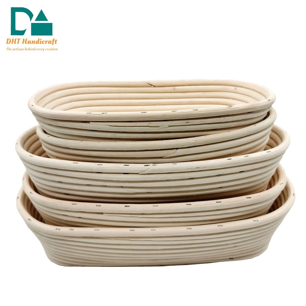 2022 White Color Rectangular Shape Free Sample Provided Rattan Bannetons Bread Baking Basket L25xW18xH8 cm