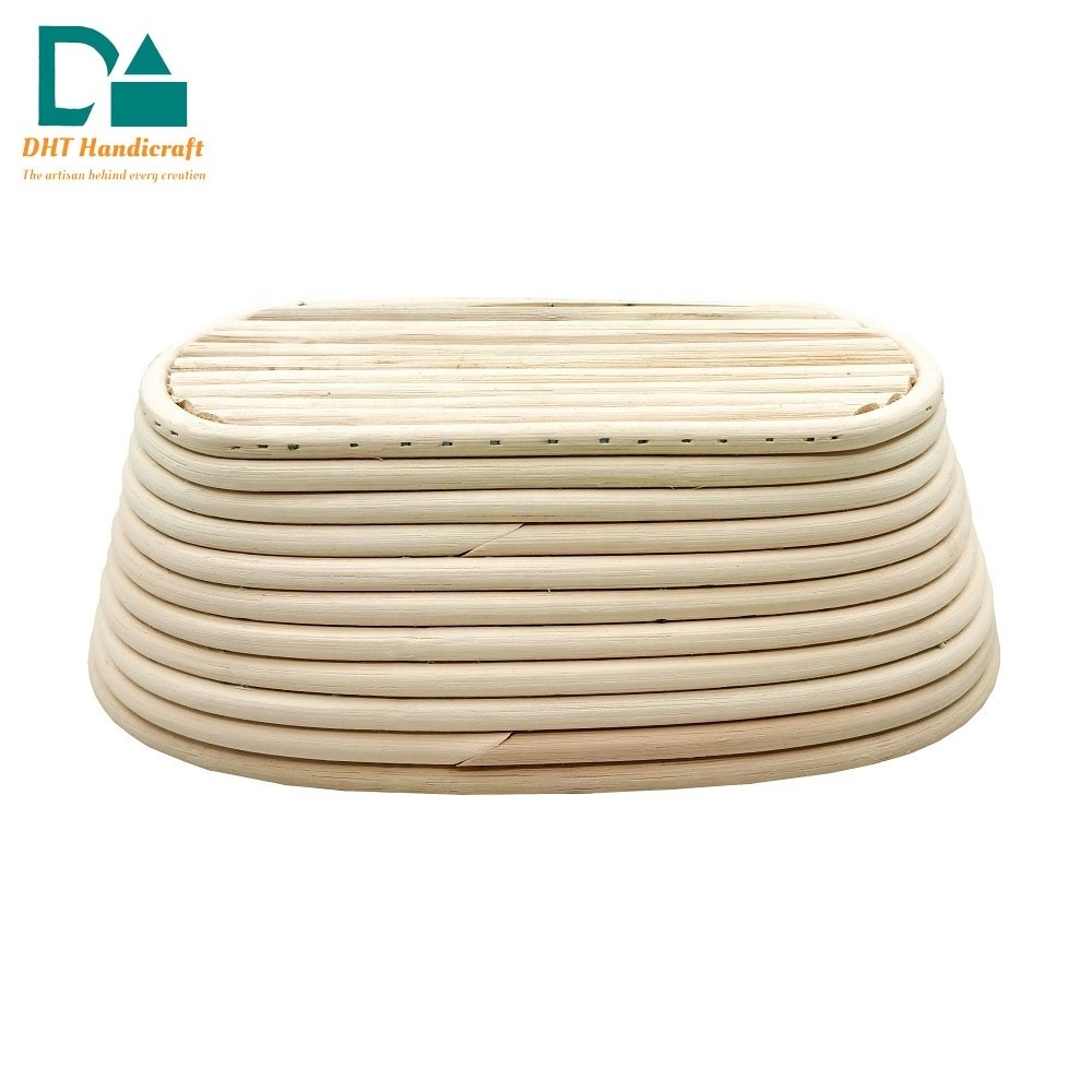 2022 White Color Rectangular Shape Free Sample Provided Rattan Bannetons Bread Baking Basket L25xW18xH8 cm