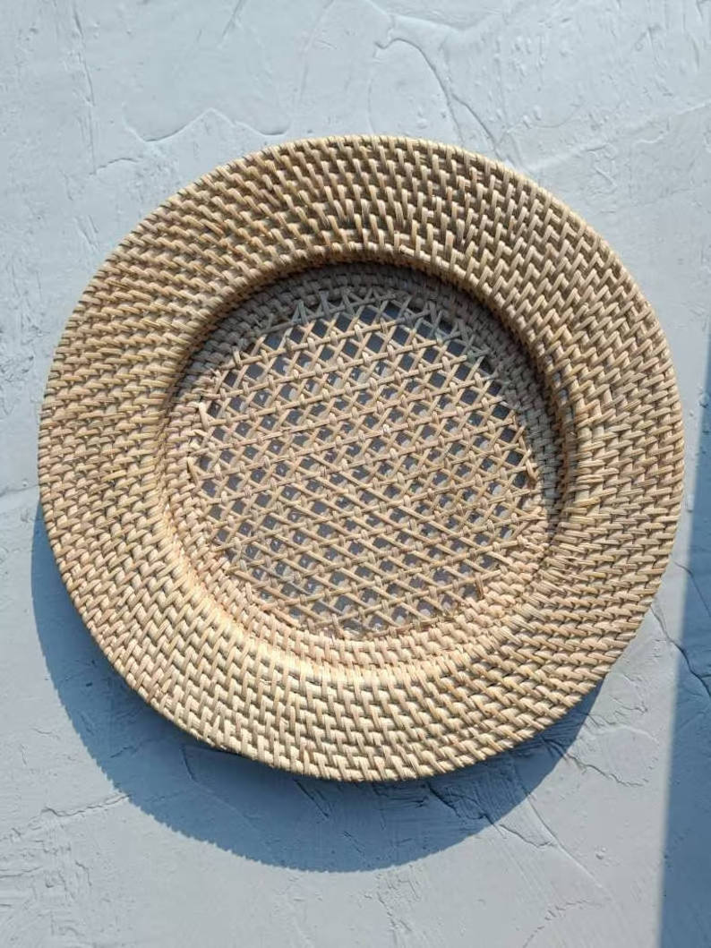 Set of 3 Rattan Charger Plates Decorative Plate Set for Table Decor Wedding Centerpieces and Decoration