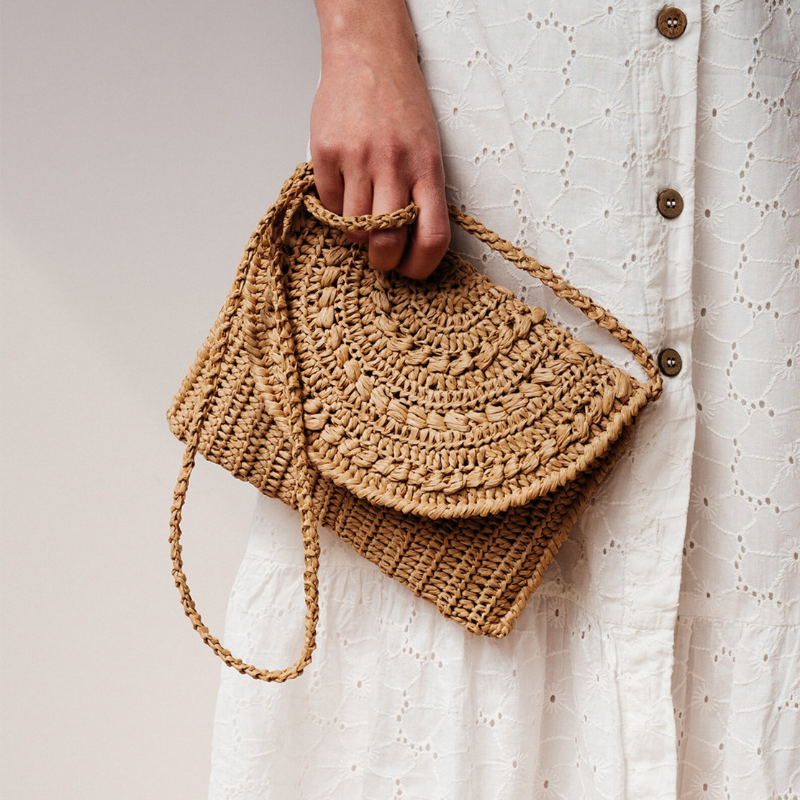 Vintage rectangular woven straw wallet / Summer beach bag / Straw purse  Wholesale DHT Handicraft Vietnam