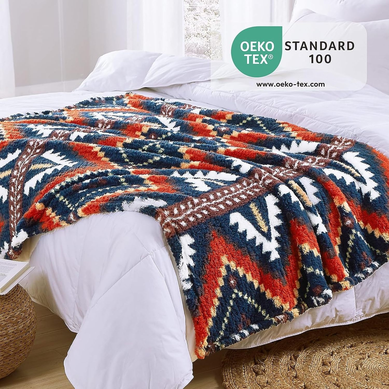 China Factory Boho Sherpa Throw Blanket King Size Christmas Blanket For Winter Thick Bohemian Aztec Throw Blanket King Size